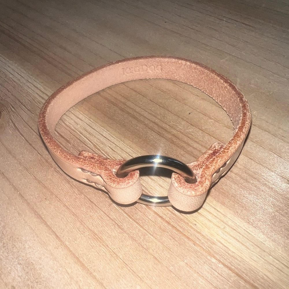 Leather Nude Silver Ring Tiny Small Puppy Cat Teacup Handmade Collar